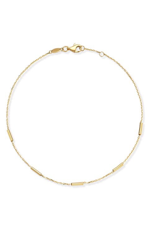 14K Gold Bar Station Anklet