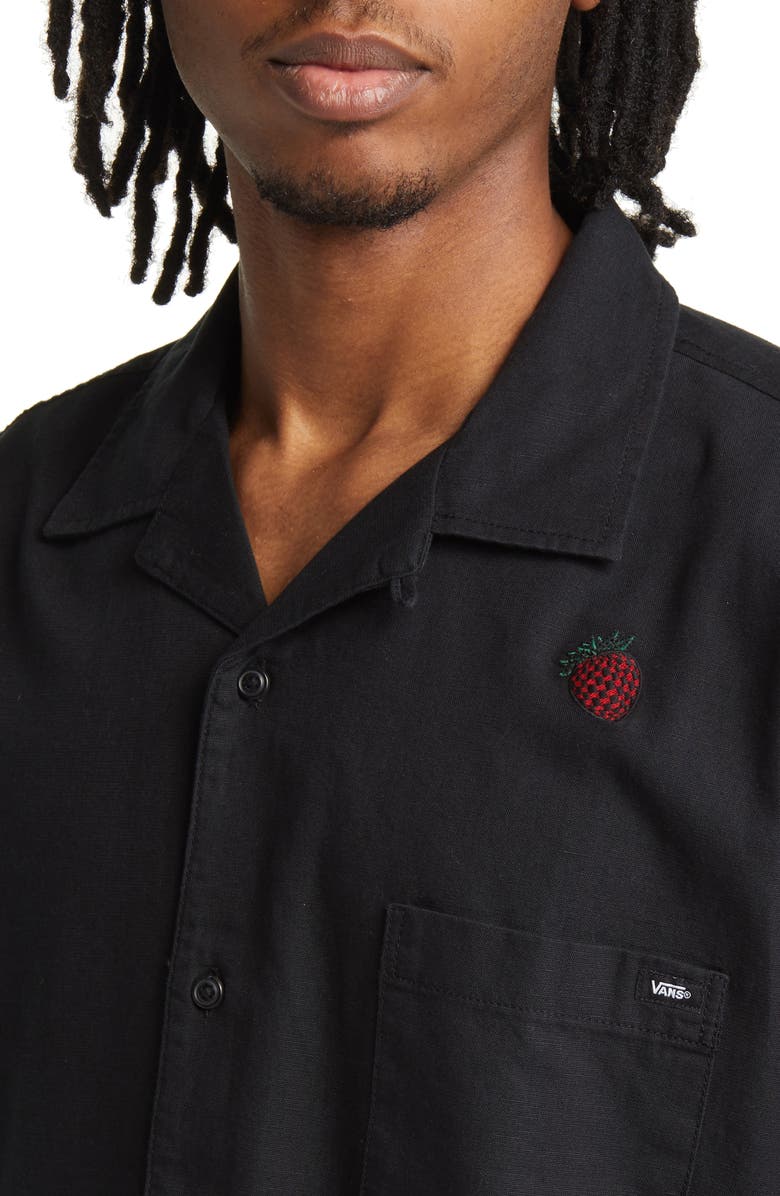 Vans Strawberry Short Sleeve Button-Up Camp Shirt, Alternate, color, 