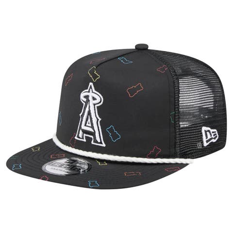 Men's New Era  Black Los Angeles Angels Gummy Golfer Trucker Adjustable Hat