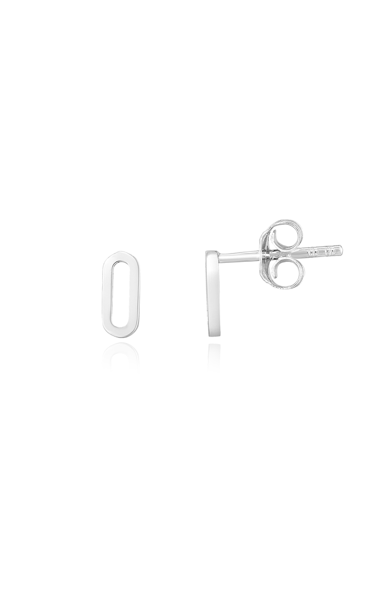 The Lovery Fine Jewelry Single Paperclip Stud Earrings, Alternate, color, White Gold