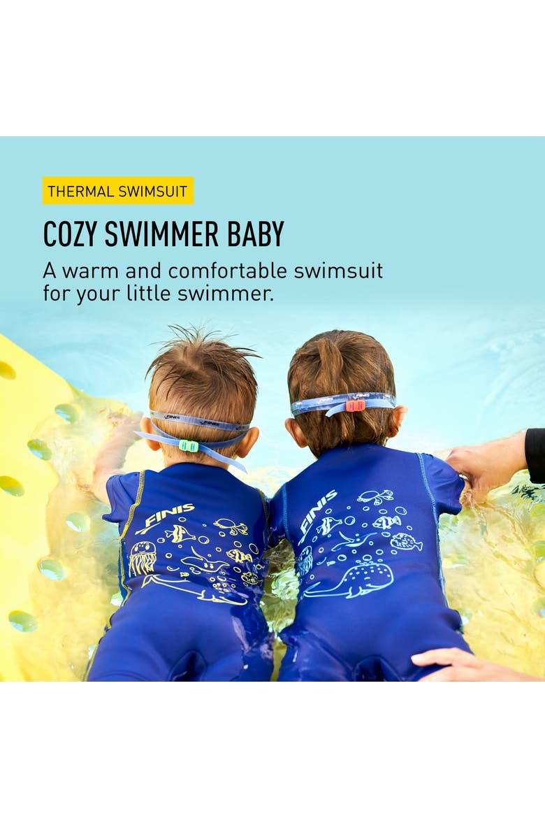 Cozy Thermal Swimsuit for Kids One Piece Swimwear UPF 50 and Up Sun Protection Warm SBR Foam Blue, Alternate, color, Blue