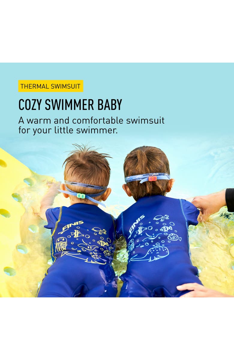 FINIS Cozy Thermal Swimsuit for Kids One Piece Swimwear UPF 50 and Up Sun Protection Warm SBR Foam Blue, Alternate, color, Blue