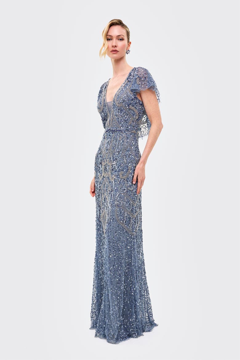 Embellished Sequin Maxi Gown, Alternate, color, POWDER BLUE