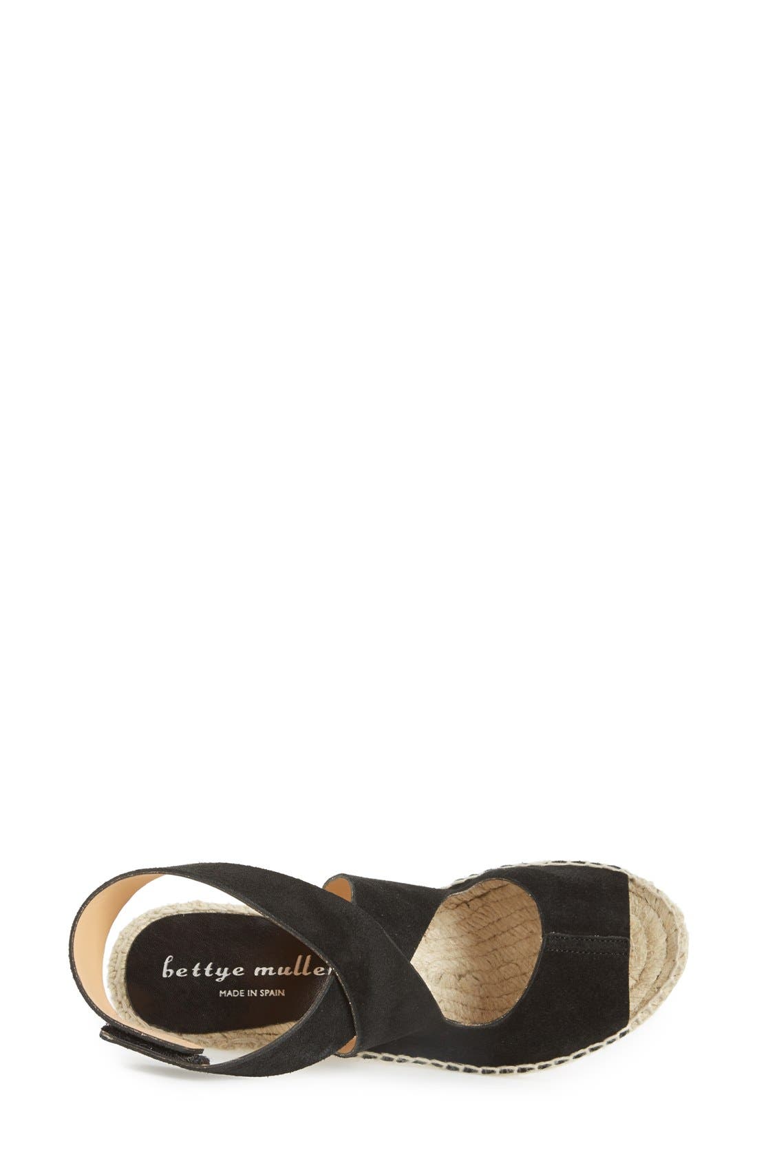 'Mobile' Leather Wedge Espadrille Sandal, Alternate, color, BLACK SUEDE