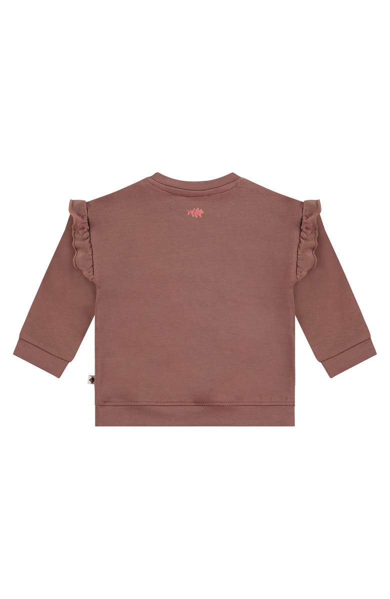 BABYFACE Ruffle Sleeve Bear Sweatshirt, Alternate, color, Wood