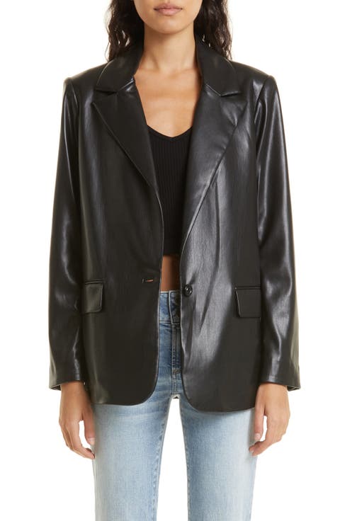 Denny Faux Leather Blazer