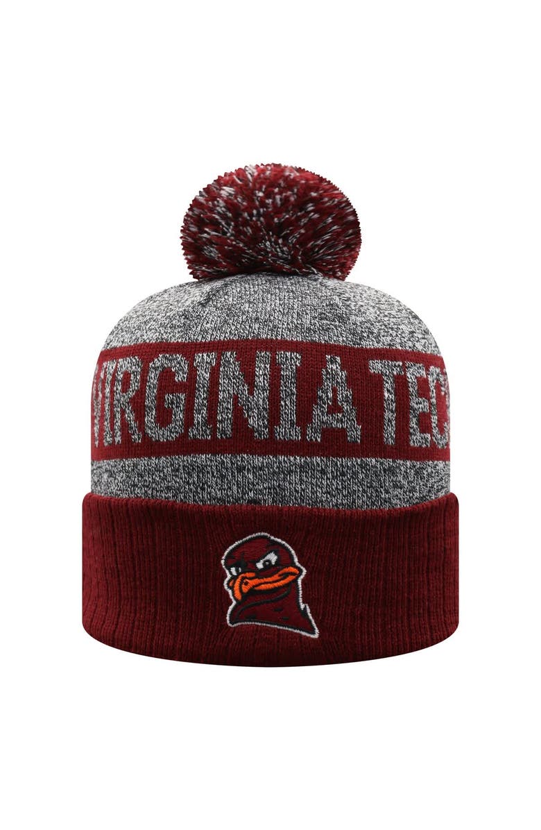 TOP OF THE WORLD Men's Top of the World  Garnet Virginia Tech Hokies Below Zero Cuffed Knit Hat with Pom, Alternate, color, 