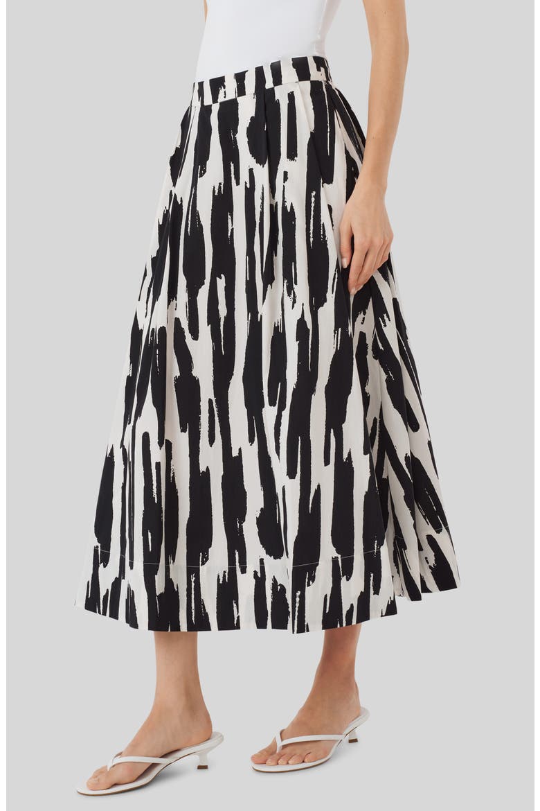Cotton Print Midi Skirt, Alternate, color, BRUSH STROKES