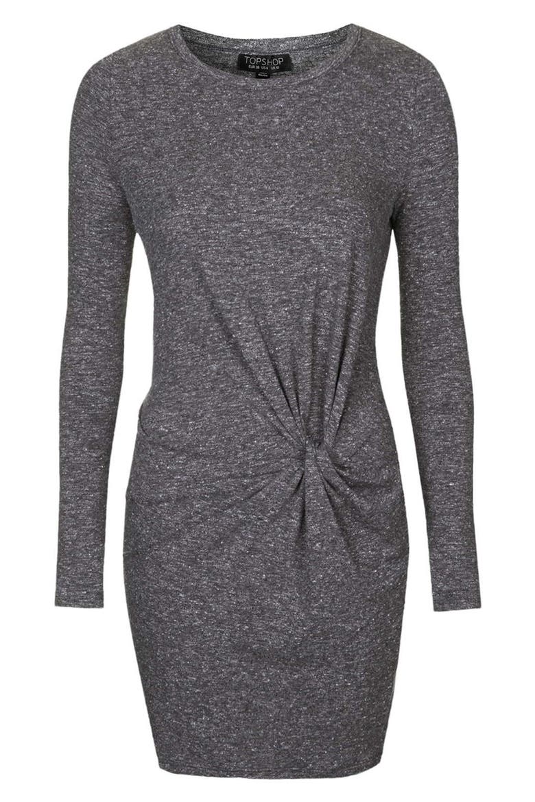 Knot Front Body-Con Dress, Alternate, color, GREY