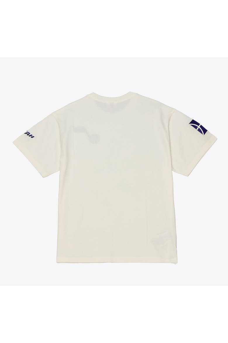 Men's Mitchell & Ness Cream Utah Jazz Hardwood Classics Chainstitch Premium T-Shirt, Alternate, color, Cream