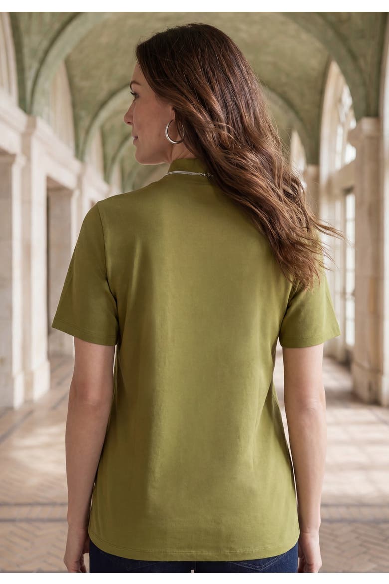 Short Sleeve Mock Neck, Alternate, color, MOSS GREEN