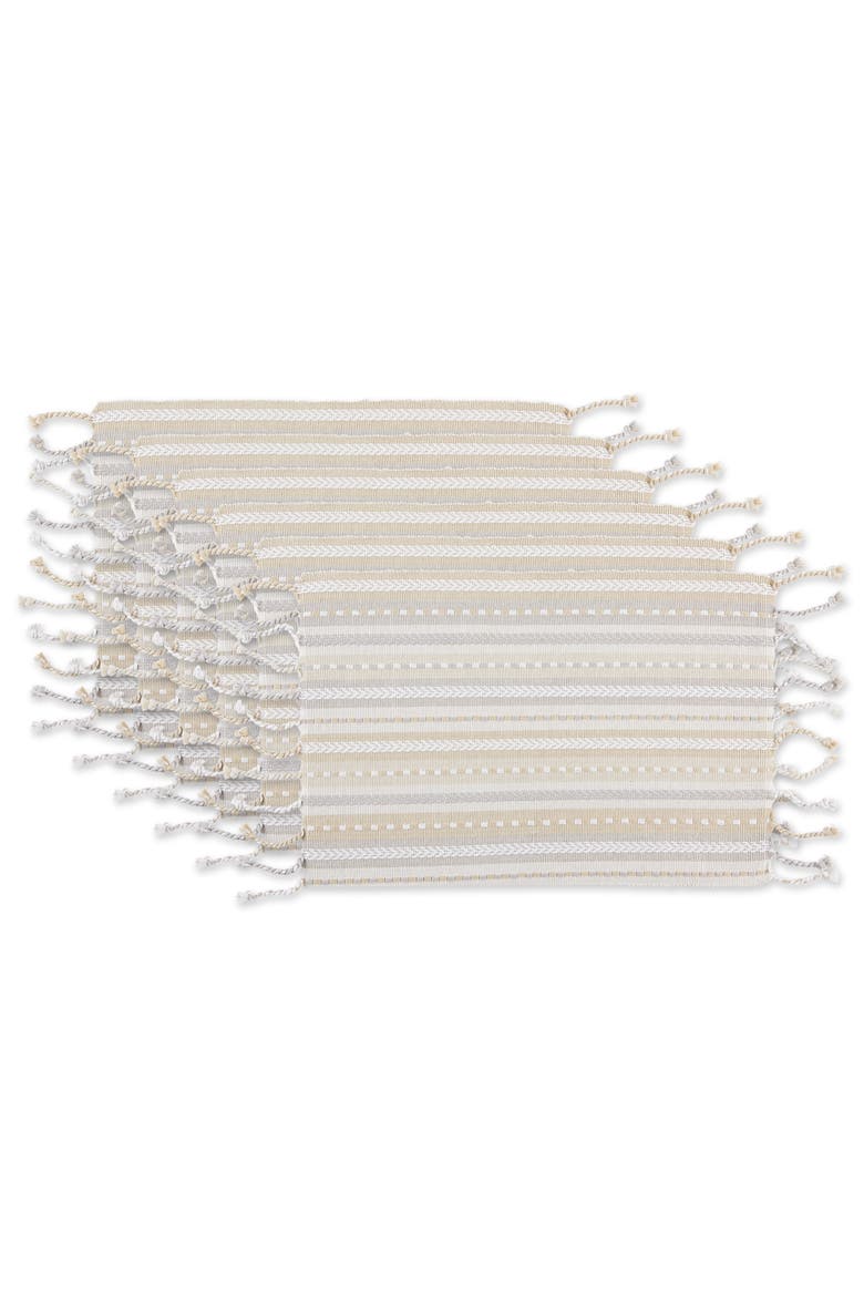 Tonal Stripe With Fringe Placemat Set/6, Main, color, Natural