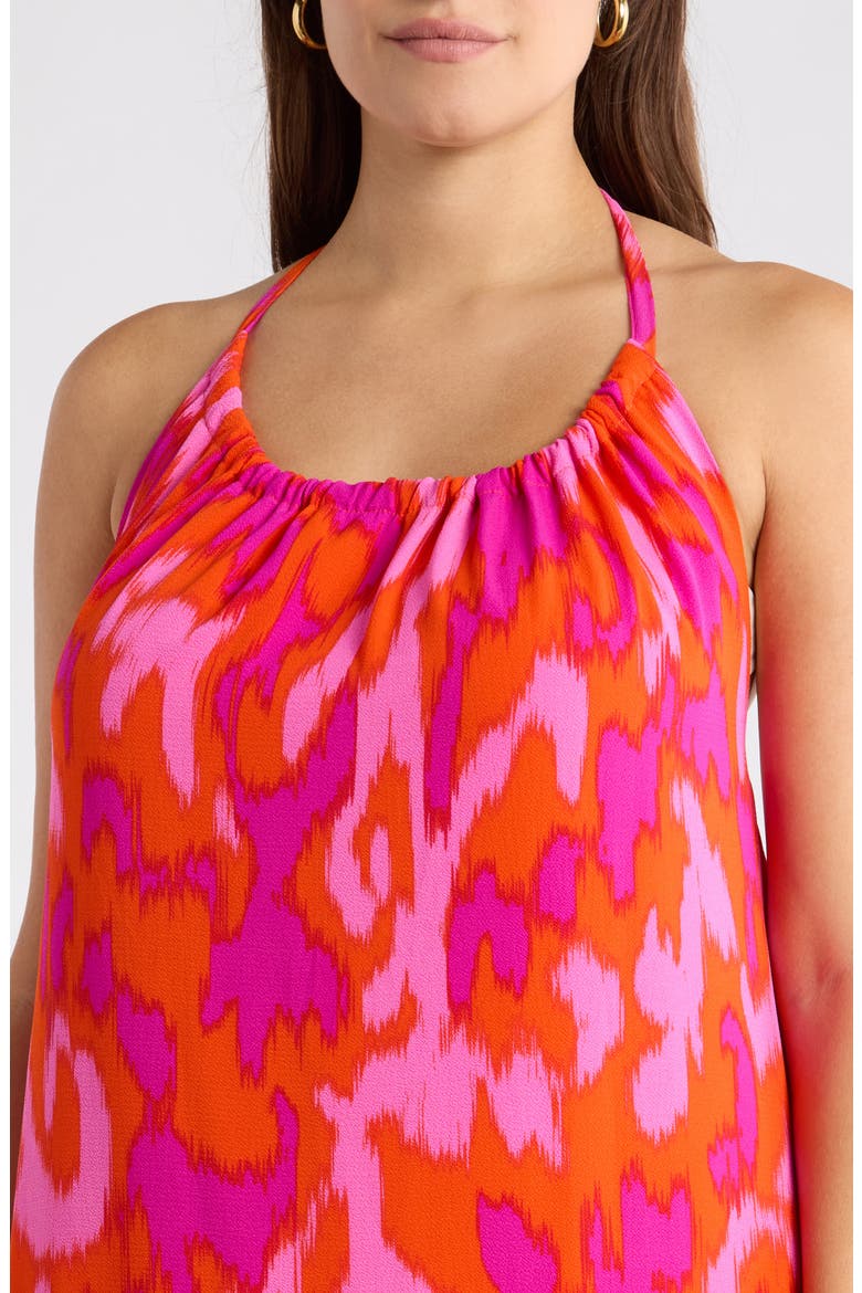 Charly Abstract Solita Halter Maxi Dress, Alternate, color, ORANGE FUCHSIA