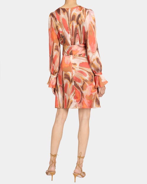 Santorelli Dahlia Long Sleeve Dress In Abstract Printed Georgette