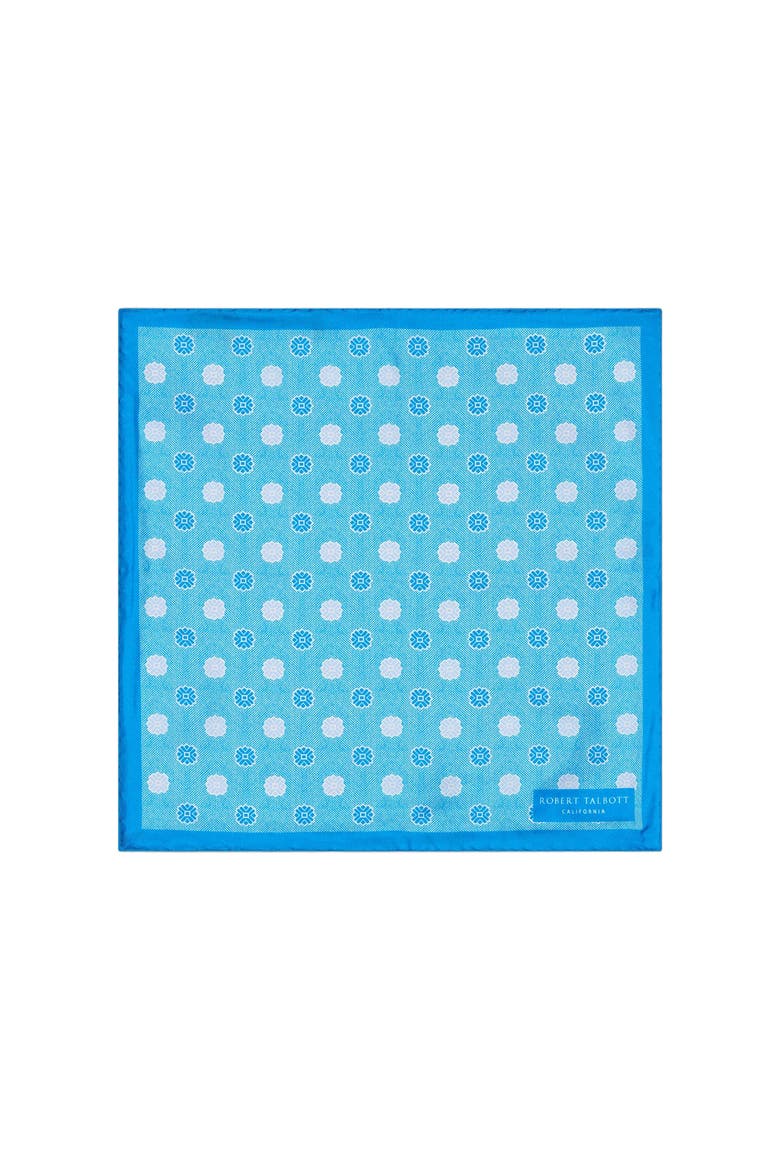 York Geo Herringbone Pocket Square, Main, color, Blue