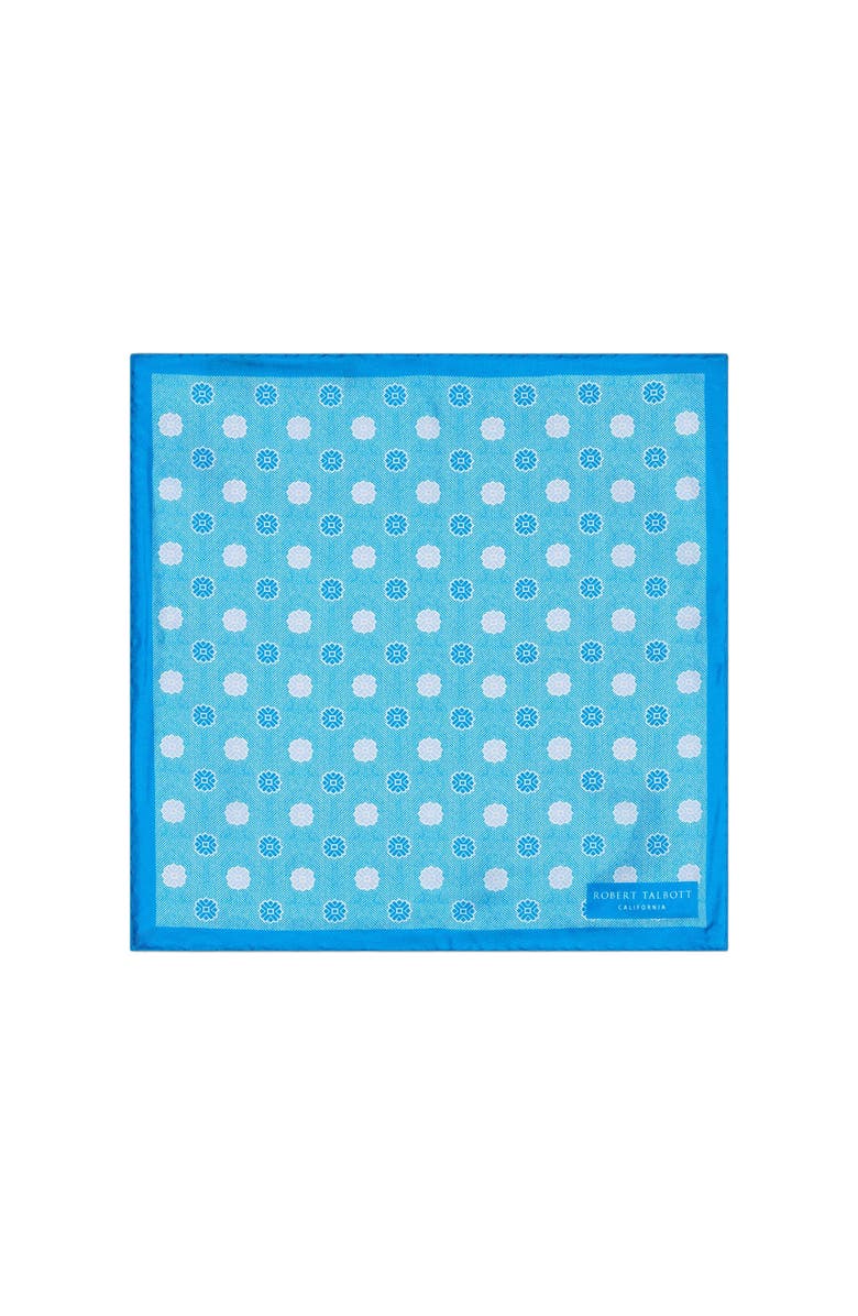 Robert Talbott York Geo Herringbone Pocket Square, Main, color, Blue