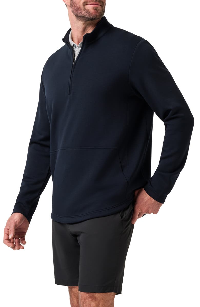 TravisMathew Fibercloud Quarter Zip Sweatshirt, Alternate, color, Black