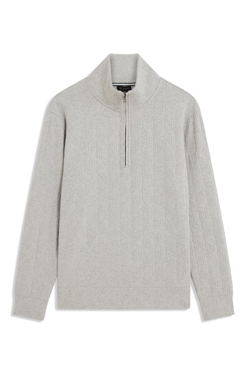 Ted Baker Dougles Texture Quarter Zip Sweatshirt, Alternate, color, Light Grey