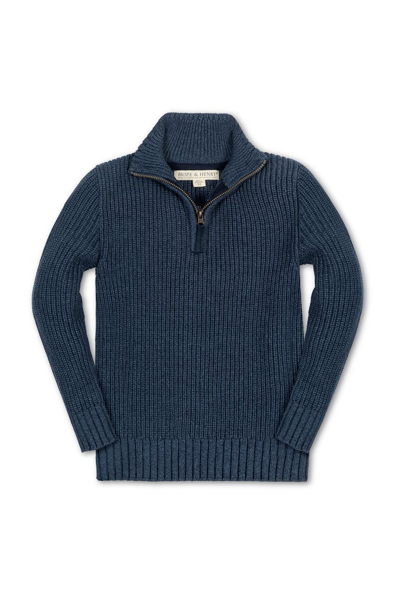 Kids' Organic Half Zip Cardigan Stitch Sweater, Main, color, Navy Marl