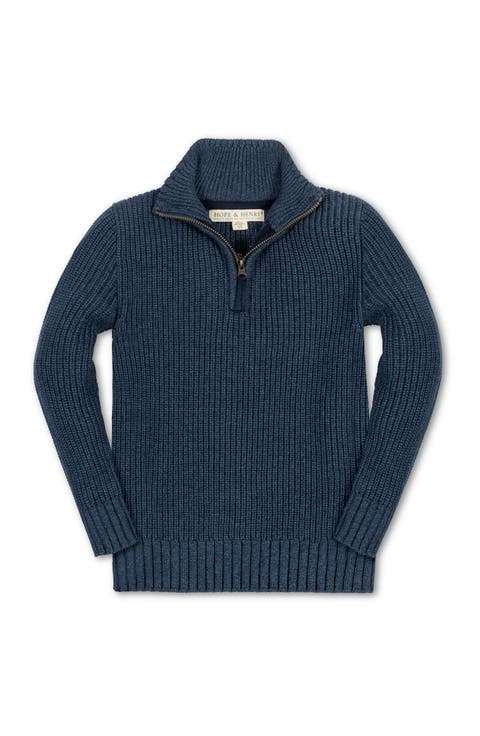 Kids' Organic Half Zip Cardigan Stitch Sweater