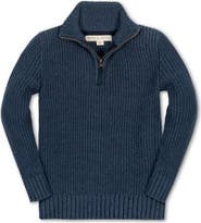 Hope & Henry Kids' Organic Half Zip Cardigan Stitch Sweater