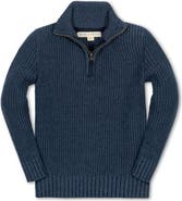 Hope & Henry Kids' Organic Half Zip Cardigan Stitch Sweater