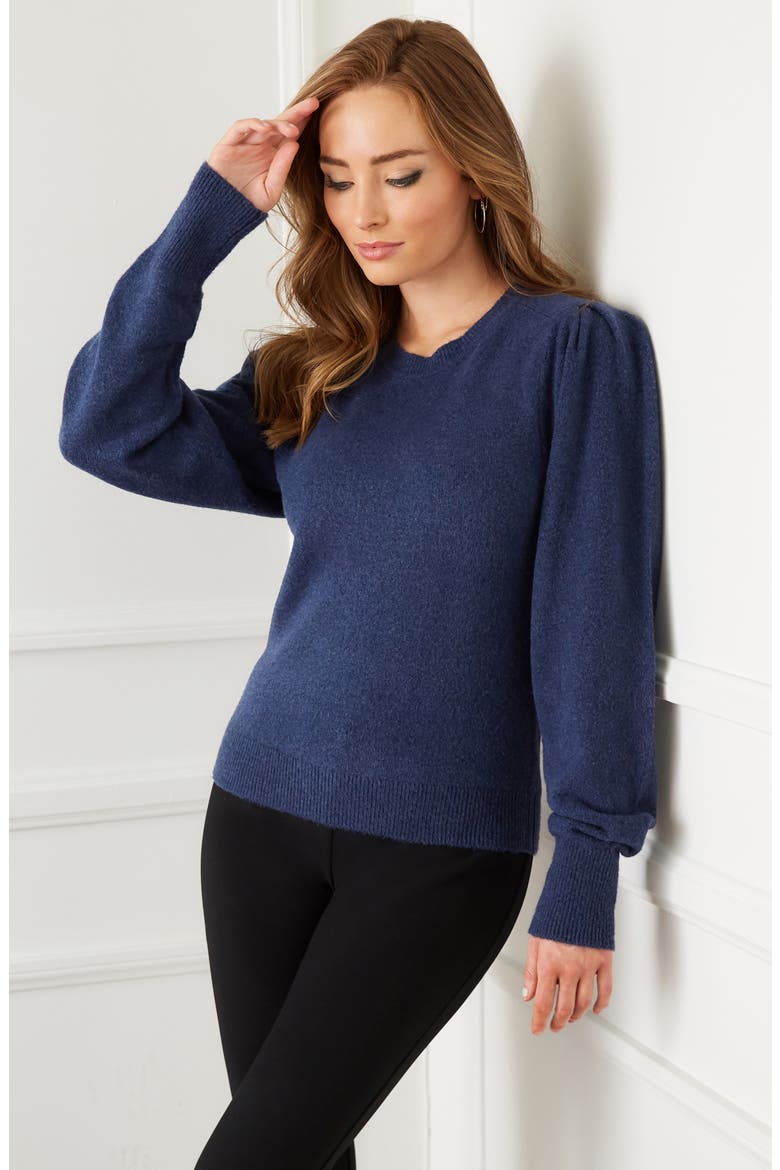 Puff Sleeve Sweater, Alternate, color, DEEP BLUE