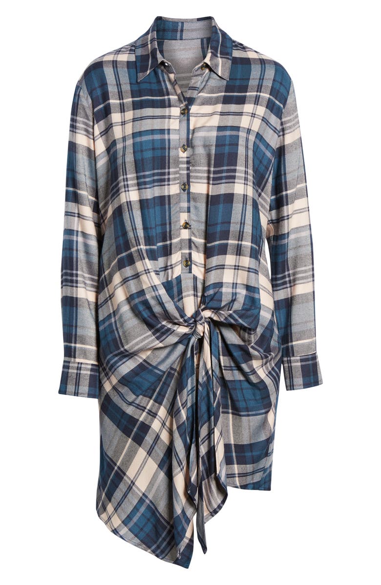 Socialite Plaid Tie Waist Shirtdress, Alternate, color, 