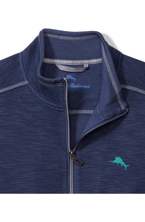 Tommy Bahama Tobago Bay Slub Rib Zip Front Jacket In Blue