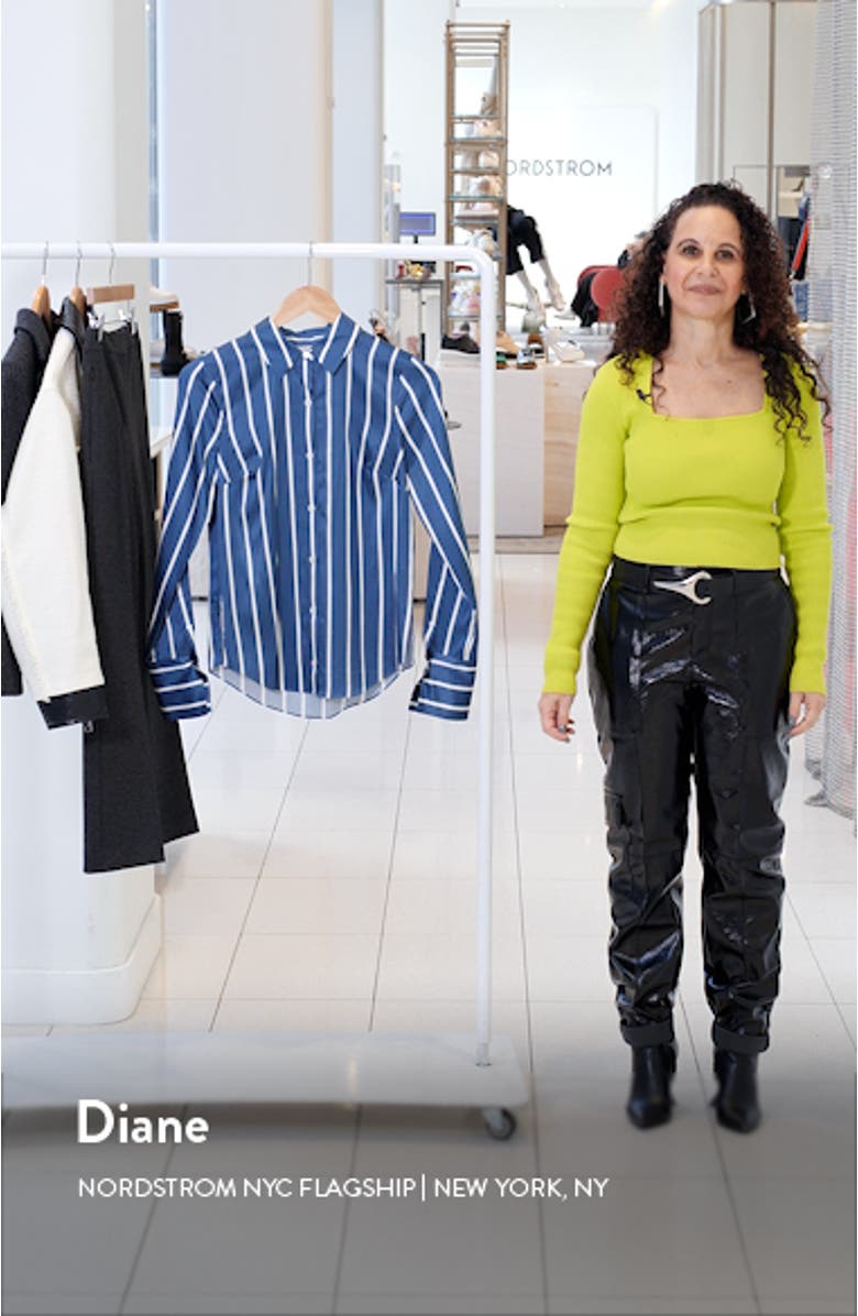 Monique Stripe Silk Blend Button-Up Shirt, sales video thumbnail