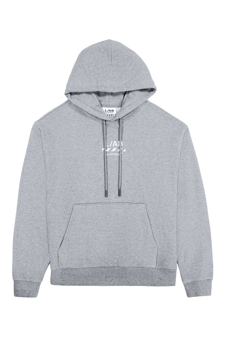 Diagonal Stripe Logo Cotton French Terry Graphic Hoodie, Alternate, color, HEATHER GREY