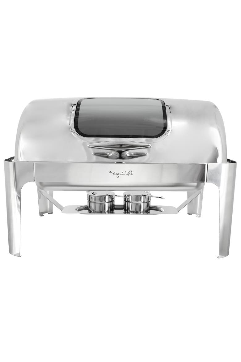 9.5 Quart Oblong Roll Top Stainless Steel Chafing Dish, Alternate, color, Silver