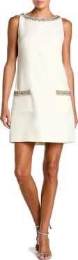 Mac Duggal Women's Sleeveless Crepe Mini Dress With Rhinestone Trim