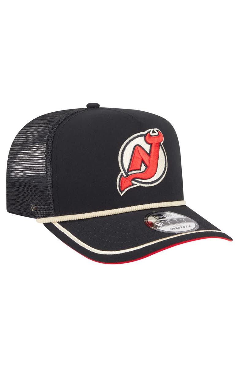 New Era Men's New Era Black New Jersey Devils Vintage Team Rope A-Frame 9FIFTY Snapback Hat, Alternate, color, Black