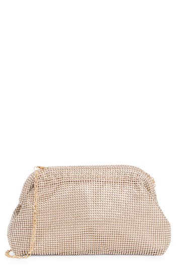 Jessica Mcclintock Kiana Rhinestone Frame Top Clutch In Gold