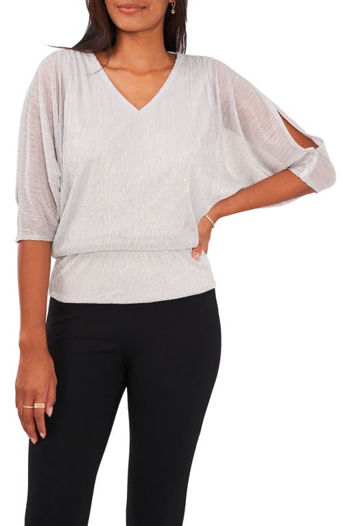 Chaus Metallic Split Sleeve Top In White