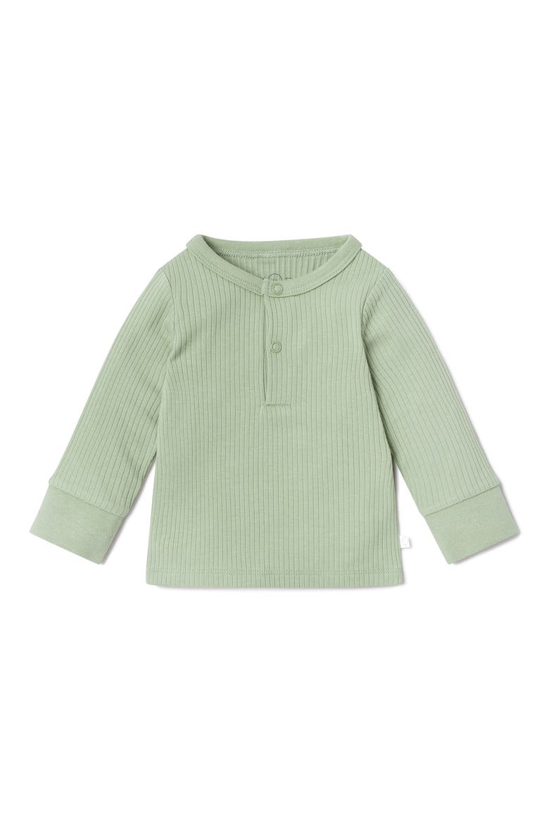 Rib Fitted Two-Piece Pajamas, Alternate, color, RIBBED SAGE