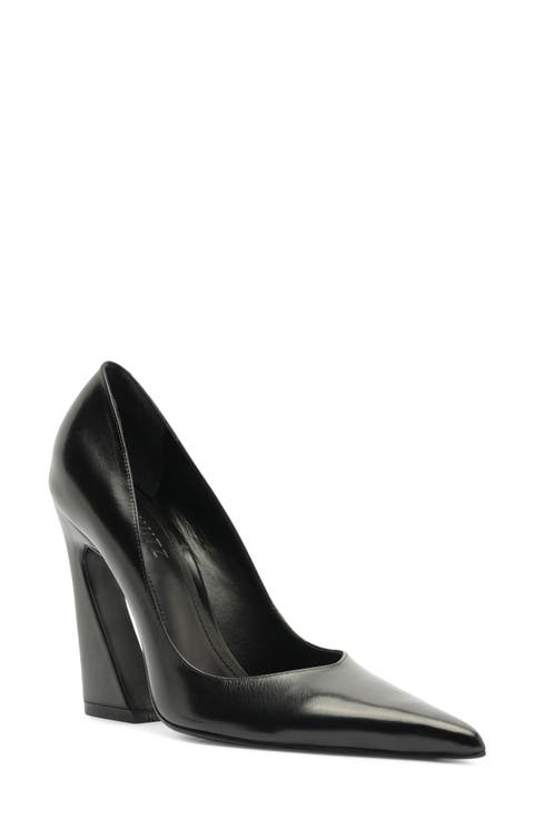 Lexi Pointed Toe Block Heel Leather Pump