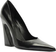 Schutz Lexi Pointed Toe Block Heel Leather Pump