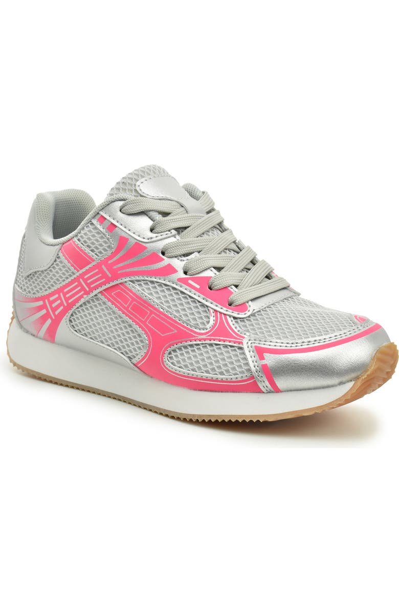 Nicole Miller Metallic Mesh Sneaker, Main, color, Silver Fuchsia