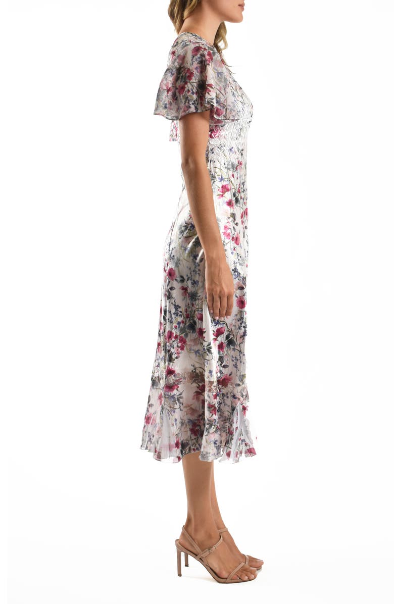 Komarov Charmeuse & Chiffon Cocktail Dress, Alternate, color, Wildflower Fields