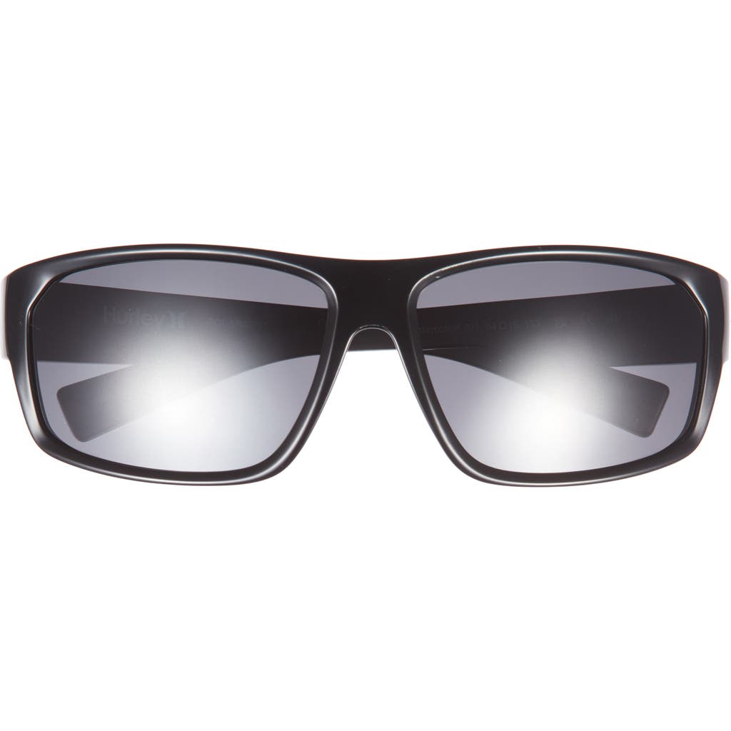 Hurley 64mm Mod Wrap Polarized Sunglasses In Black
