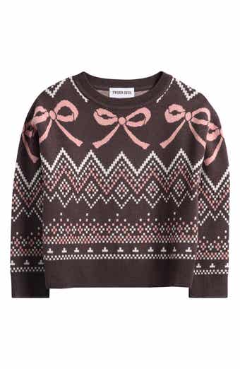 Tween Diva Kids' Bow Fair Isle Sweater