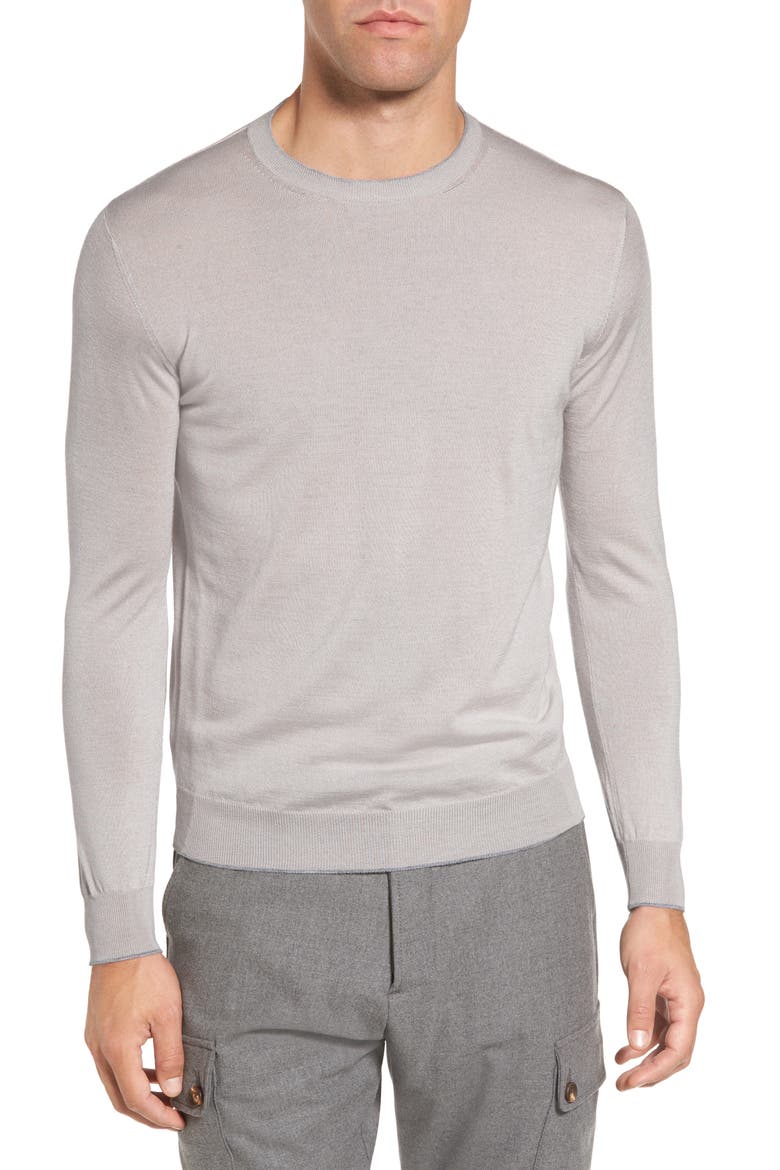 Merino Wool & Silk Tipped Sweater, Main, color, SAND