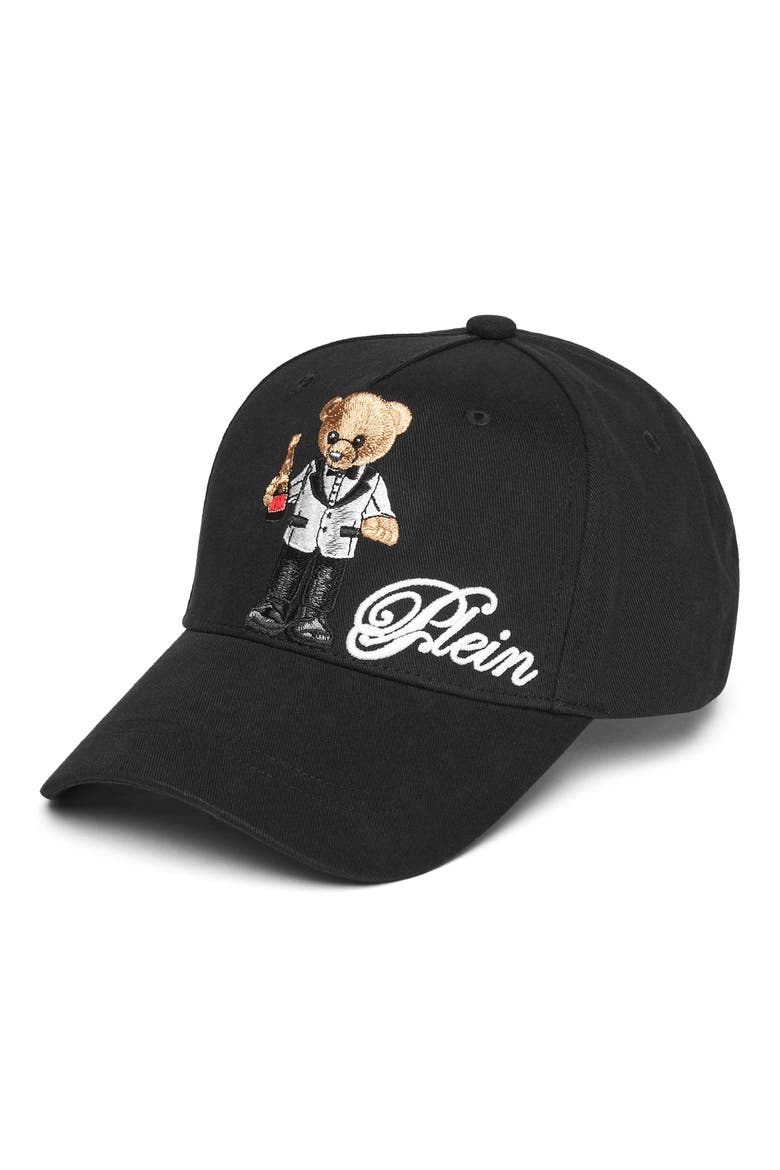 Baseball Cap Teddy Bear Unisex, Main, color, black