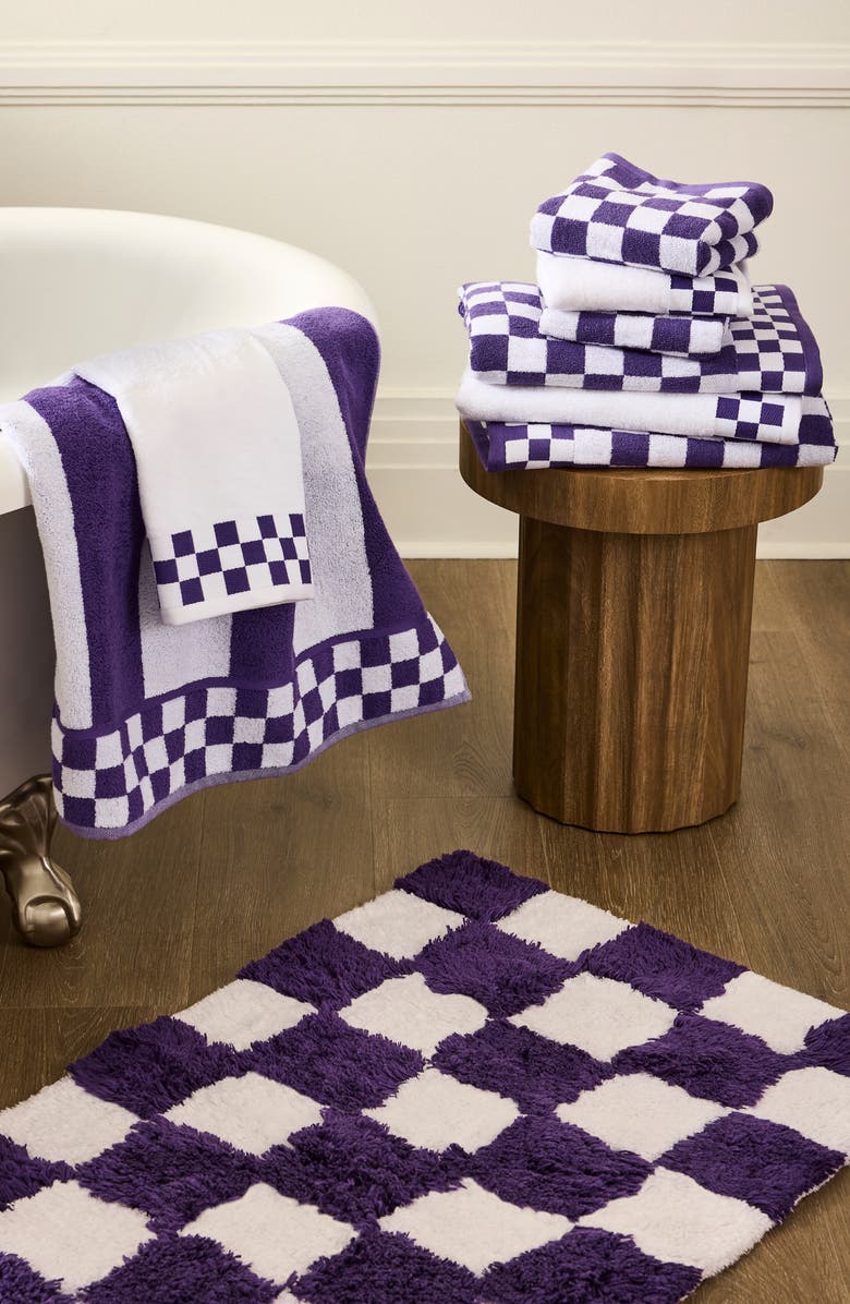 MACKENZIE CHILDS Checkerboard Plum Bath Rug, Alternate, color, Purple