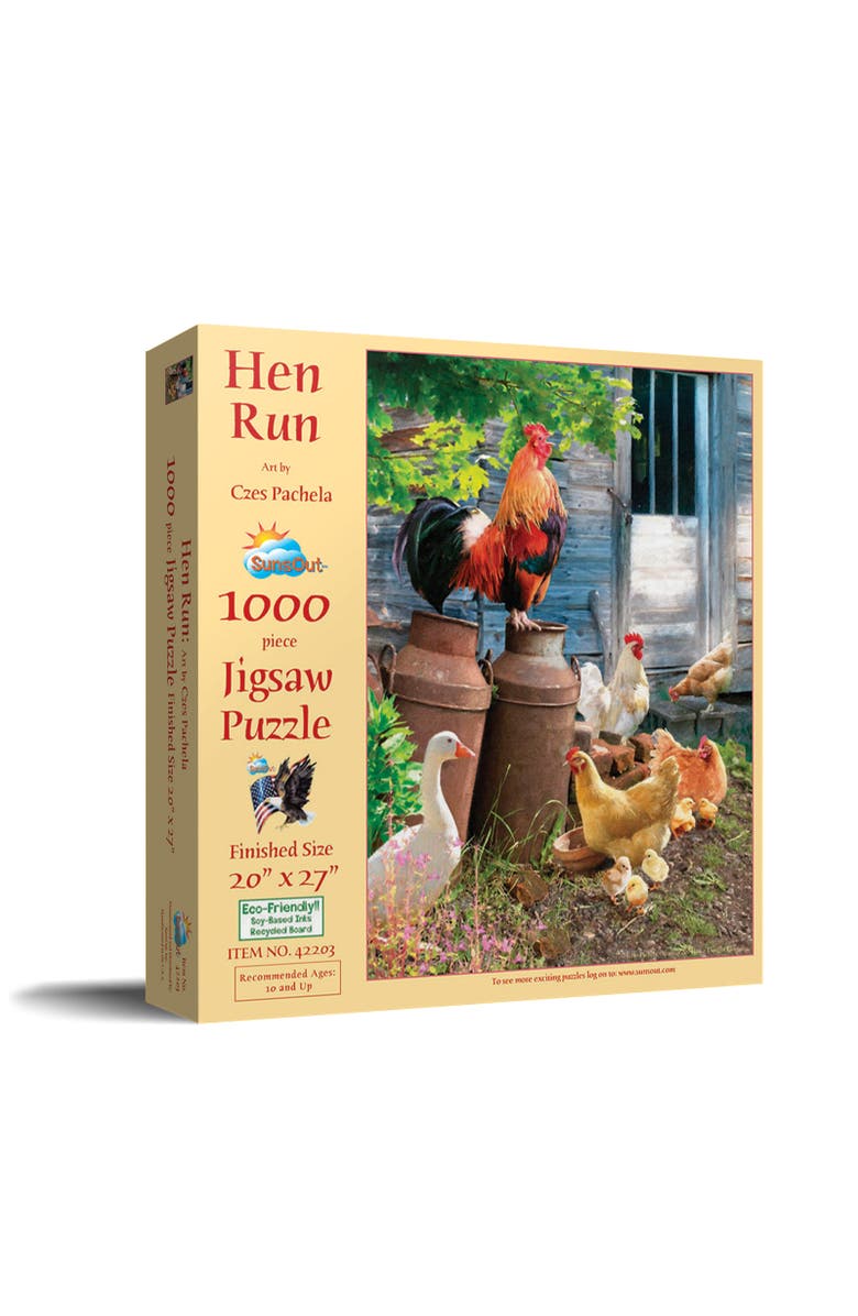 Sunsout Hen Run 1000 piece Jigsaw Puzzle for Adults, Main, color, Multicolor