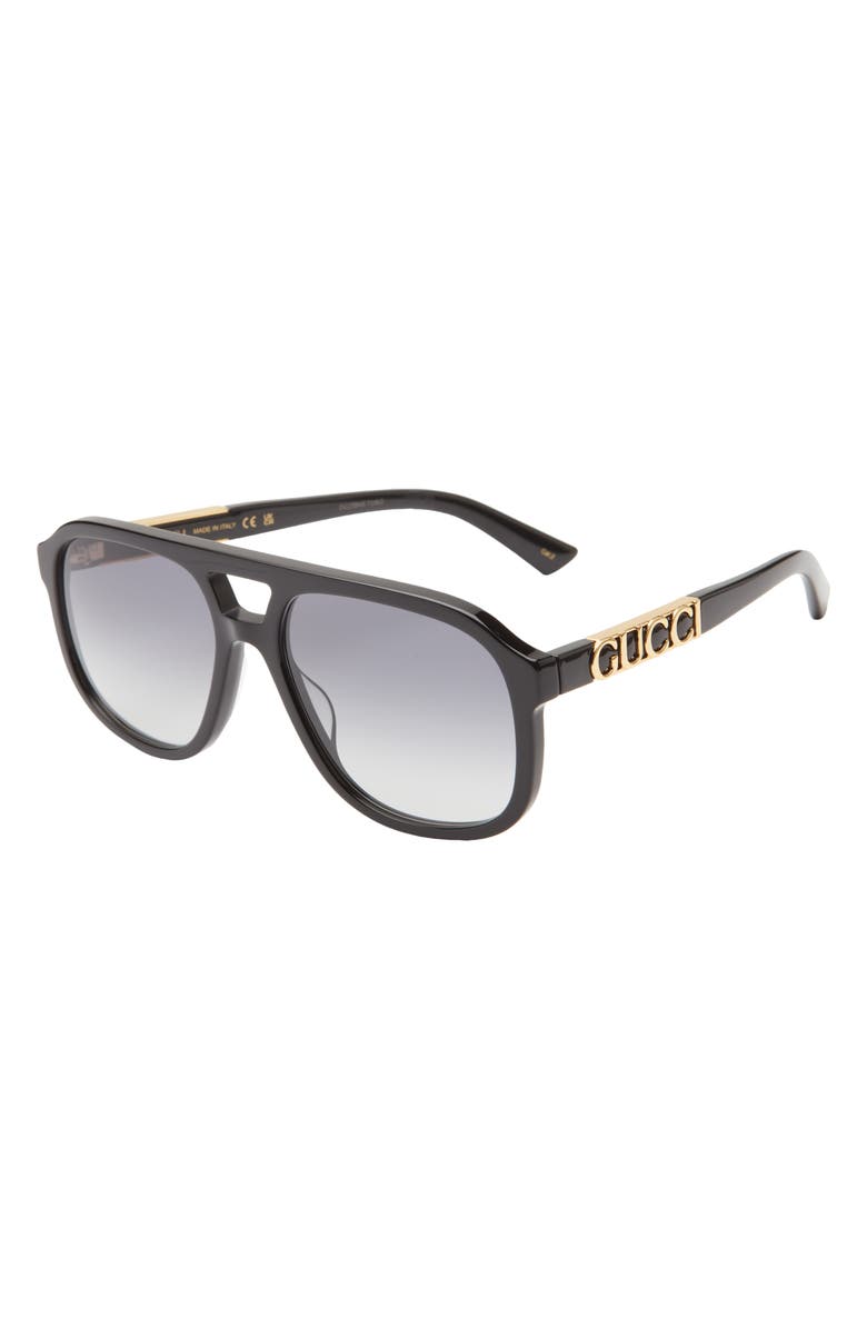 Gucci 58mm Gradient Navigator Sunglasses, Alternate, color, 