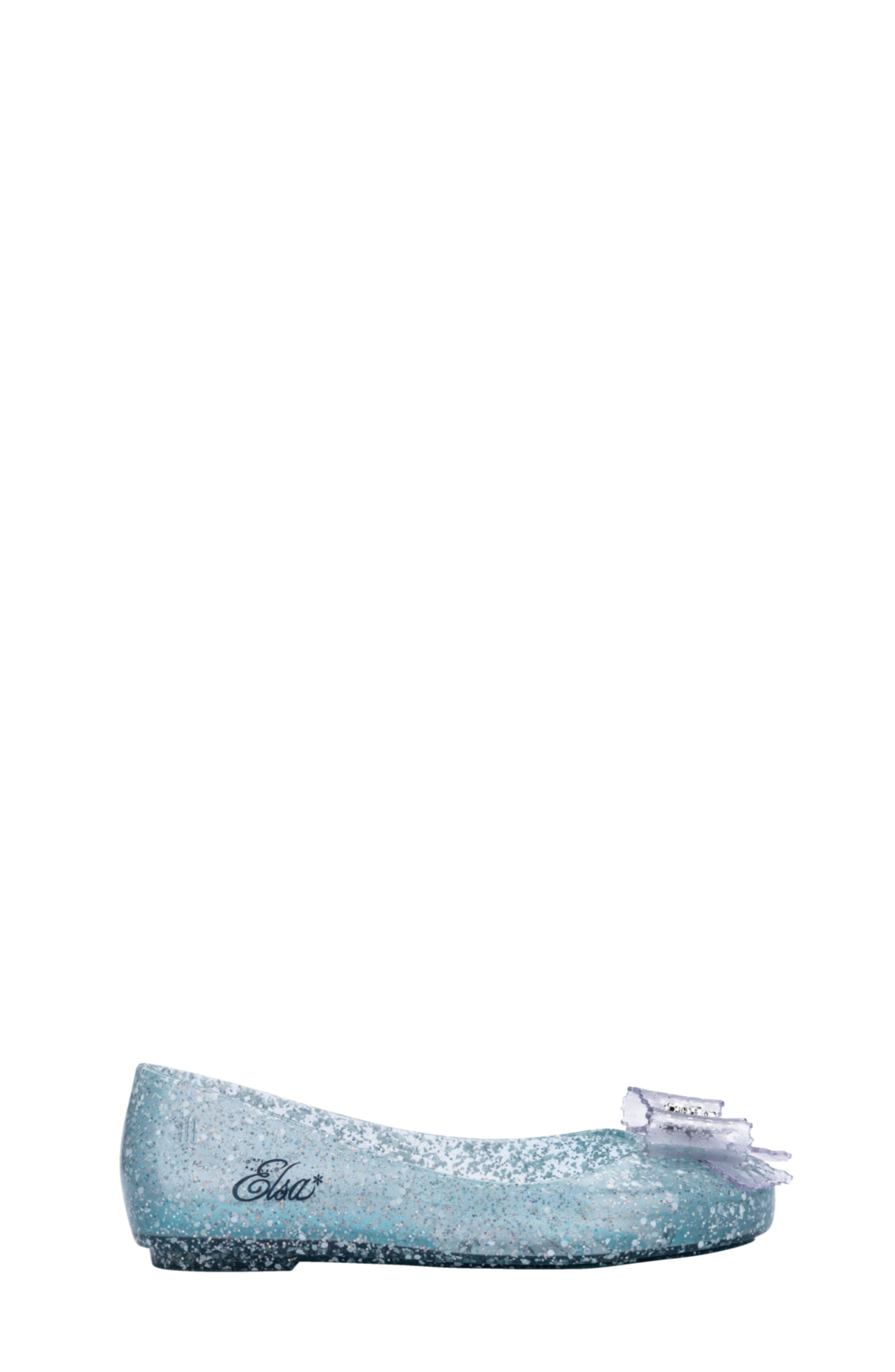 Melissa Mini Melissa Sweet Love Disney Princess Flat, Alternate, color, Glitter Blue/ Blue