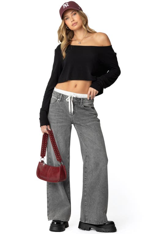 EDIKTED EDIKTED DRAWSTRING BOXER DETAIL WIDE LEG JEANS 